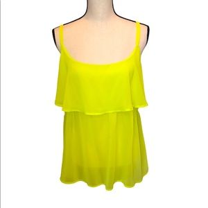 Torrid Neon Yellow Sheer Flounce Tank